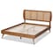 Baxton Studio Asami Mid-Century Modern Walnut Brown Finished Wood and Synthetic Rattan Full Size Platform Bed 183-11116-9407-Zoro - alternate 7